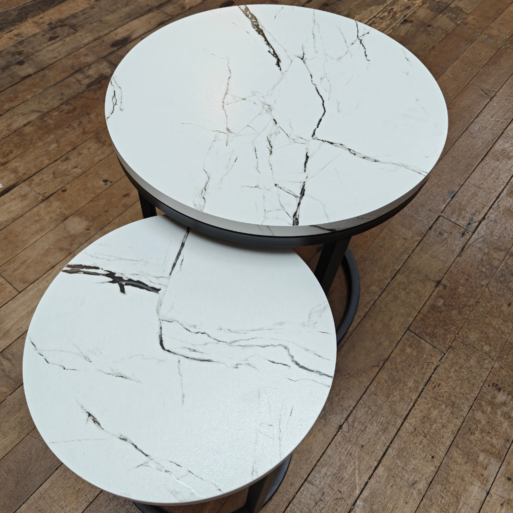 The Grange Nest 2 Round Tables Marble Effect SE10 Kirkwood Mulligans of Ballaghaderreen