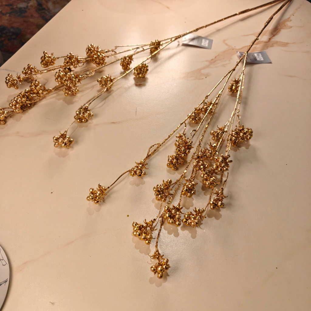 Gisela Graham - Matte and Glitter Gold Mini Berry Branch