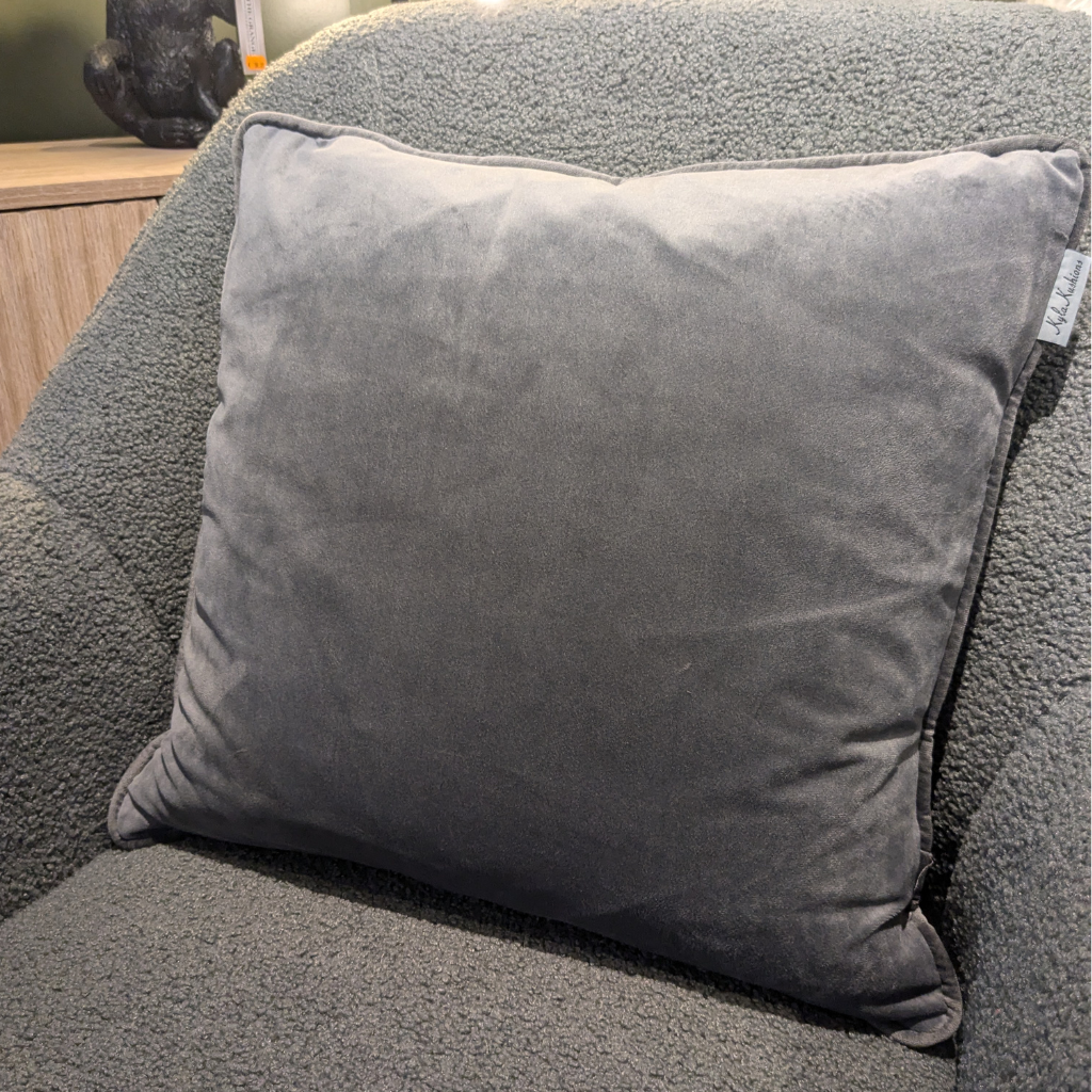 zDark Grey Velvet Feather Filled Cushion DGVFFC Mulligans of Ballaghaderreen