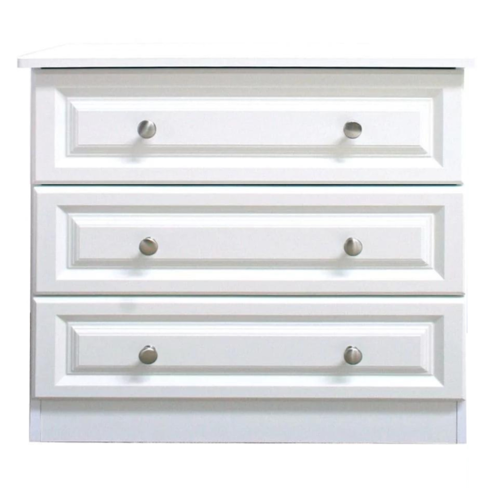 Avoca White 3 Drawer Wide Chest of Drawers Avoca3DRWR_Wide Cedarwood Mulligans of Ballaghaderreen