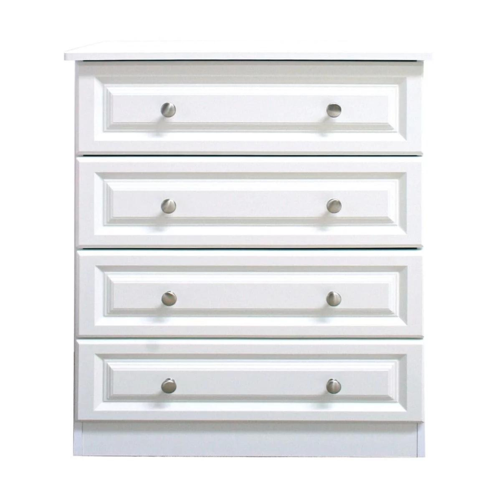 Avoca White 4 Drawer Wide Chest of Drawers Avoca4DRWR_Wide Cedarwood Mulligans of Ballaghaderreen