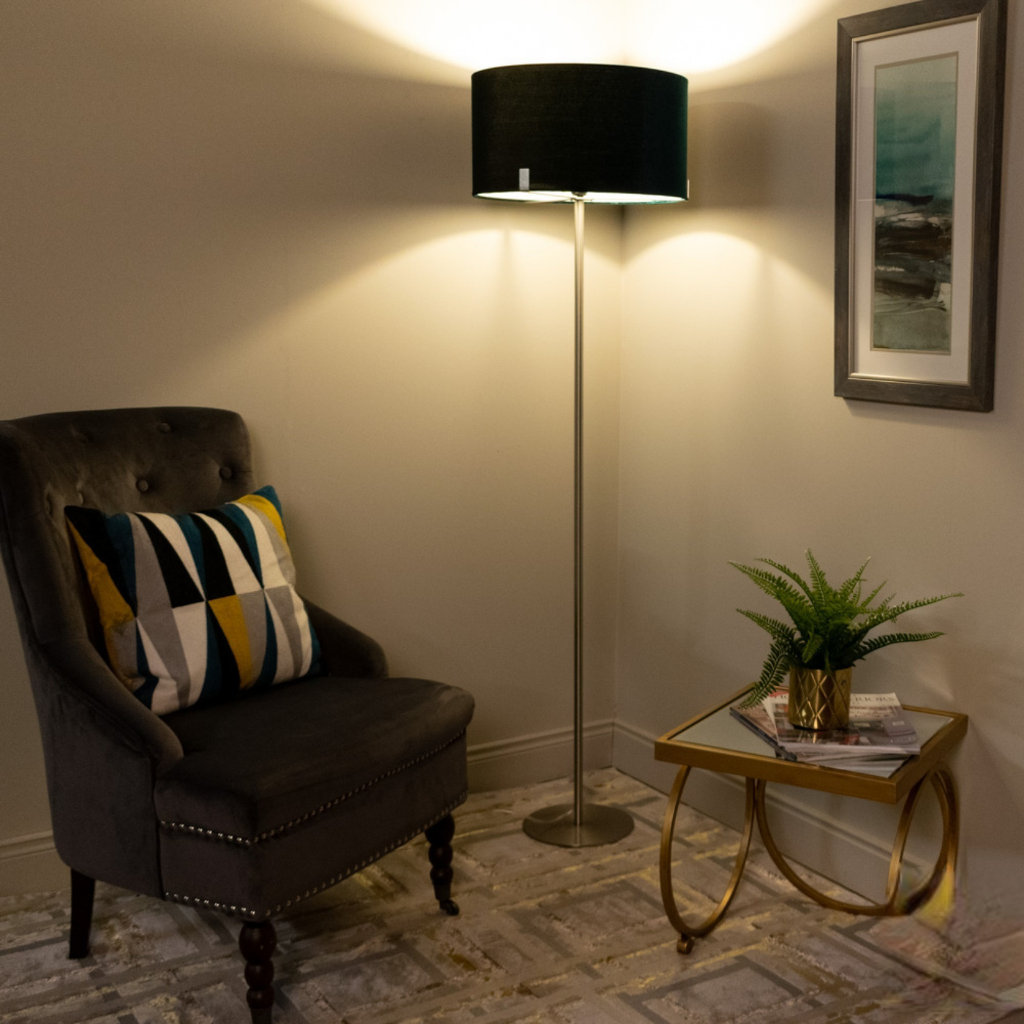 Charlotte modern floor lamp standard lamp teal 158cm SR1276DS Tara Lane Mulligans of Ballaghaderreen