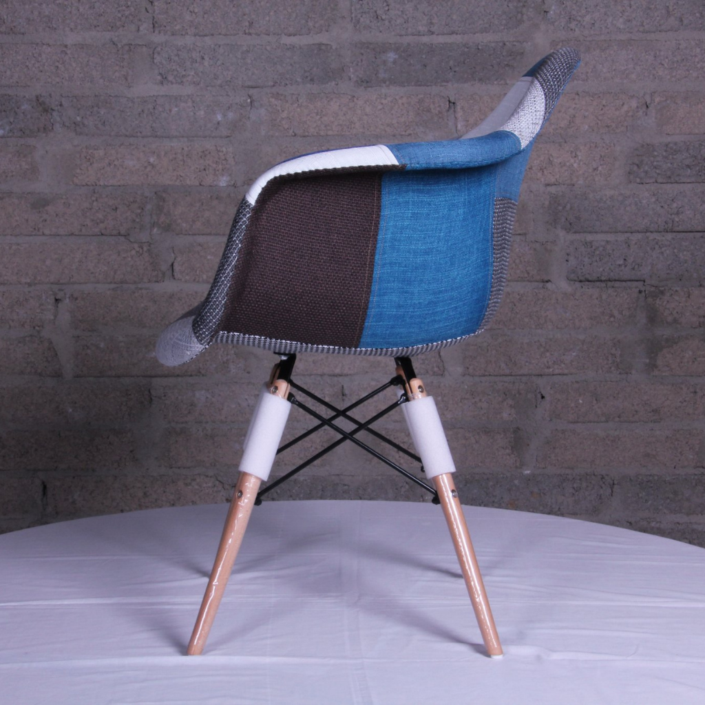 EAMES STYLE STUDIO CHAIRS BLUE PATCHWORK SCANDI Fervor And Hue Mulligans Of Ballaghadeerreen