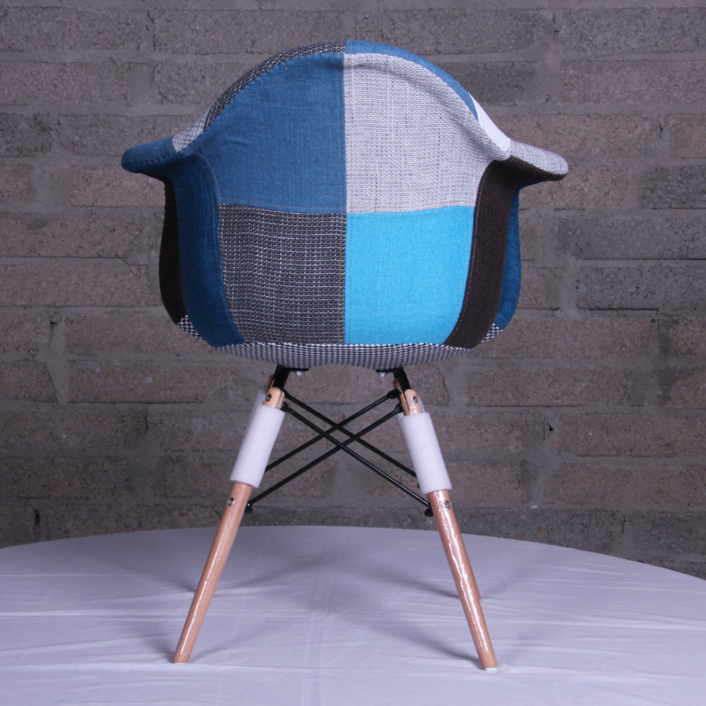 EAMES STYLE STUDIO CHAIRS BLUE PATCHWORK SCANDI Fervor And Hue Mulligans Of Ballaghadeerreen