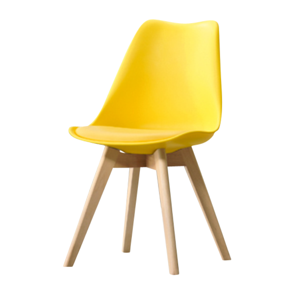 Eames Style Dining Chairs Yellow with padded seat Fervor and Hue Mulligans of Ballaghaderreen