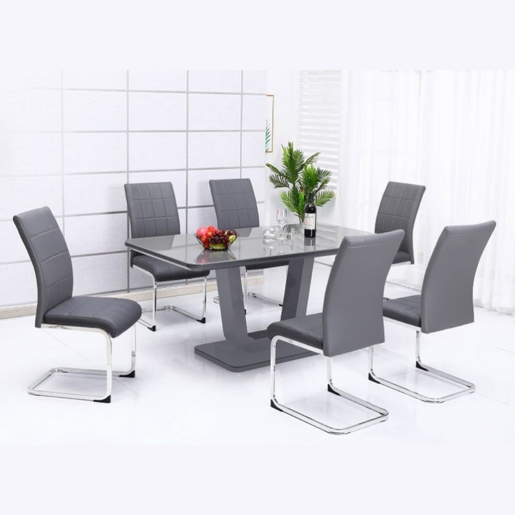 Grey gloss outlet dining set