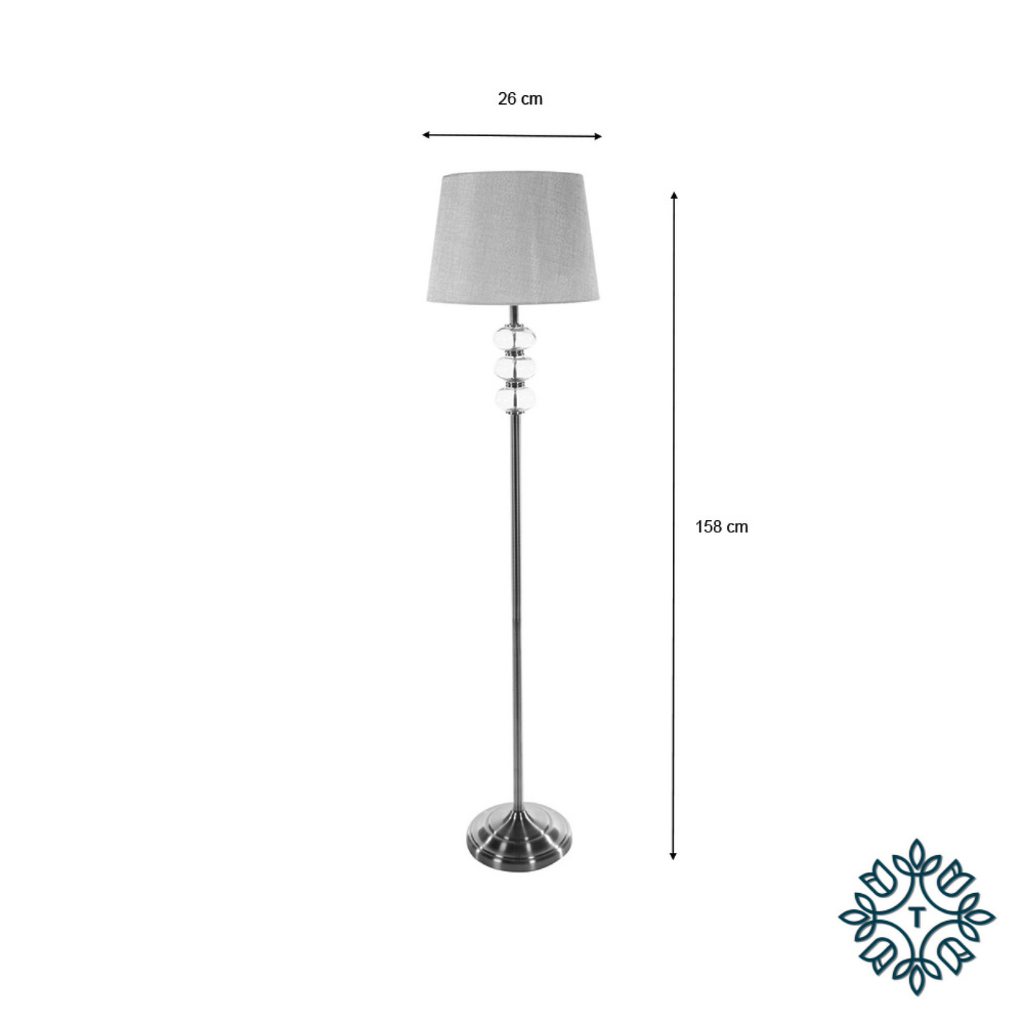 Jane floor lamp silver and grey dimensions glass detail 158cm TH5103 Tara Lane Mulligans of Ballaghaderreen