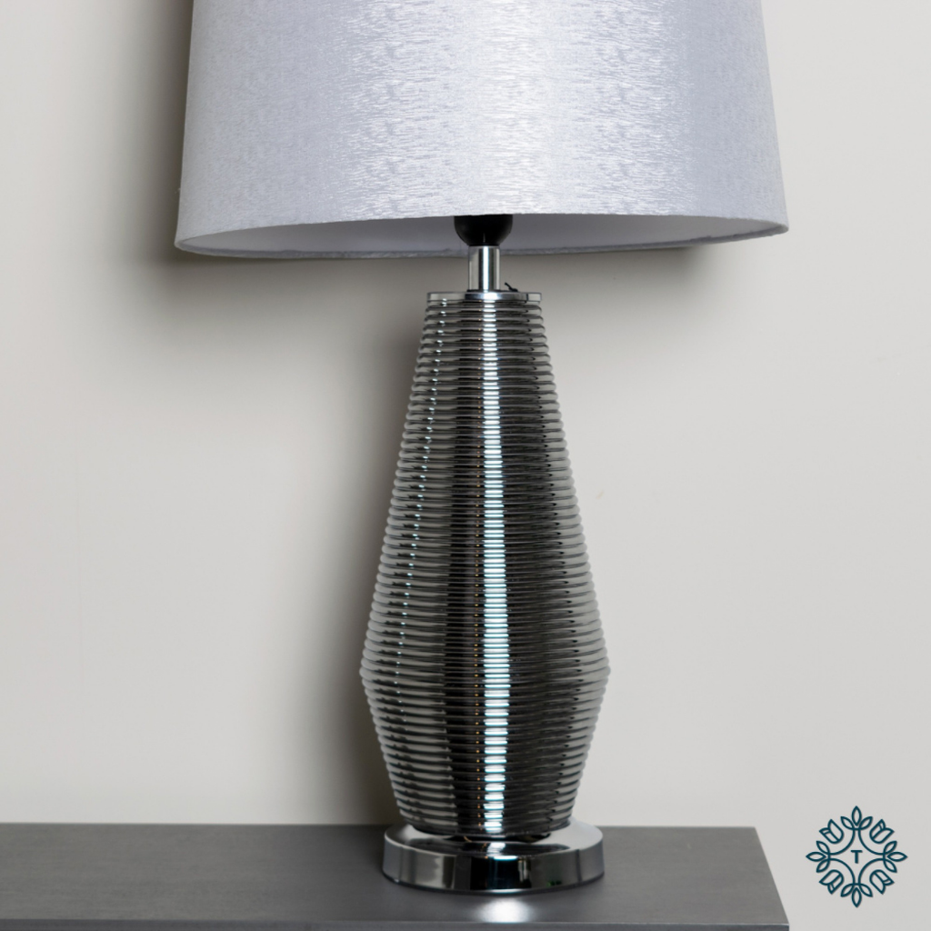 Macy ridges table lamp concentric rings smoked grey 64cm TH5025 Tara Lane Mulligans of Ballaghaderreen