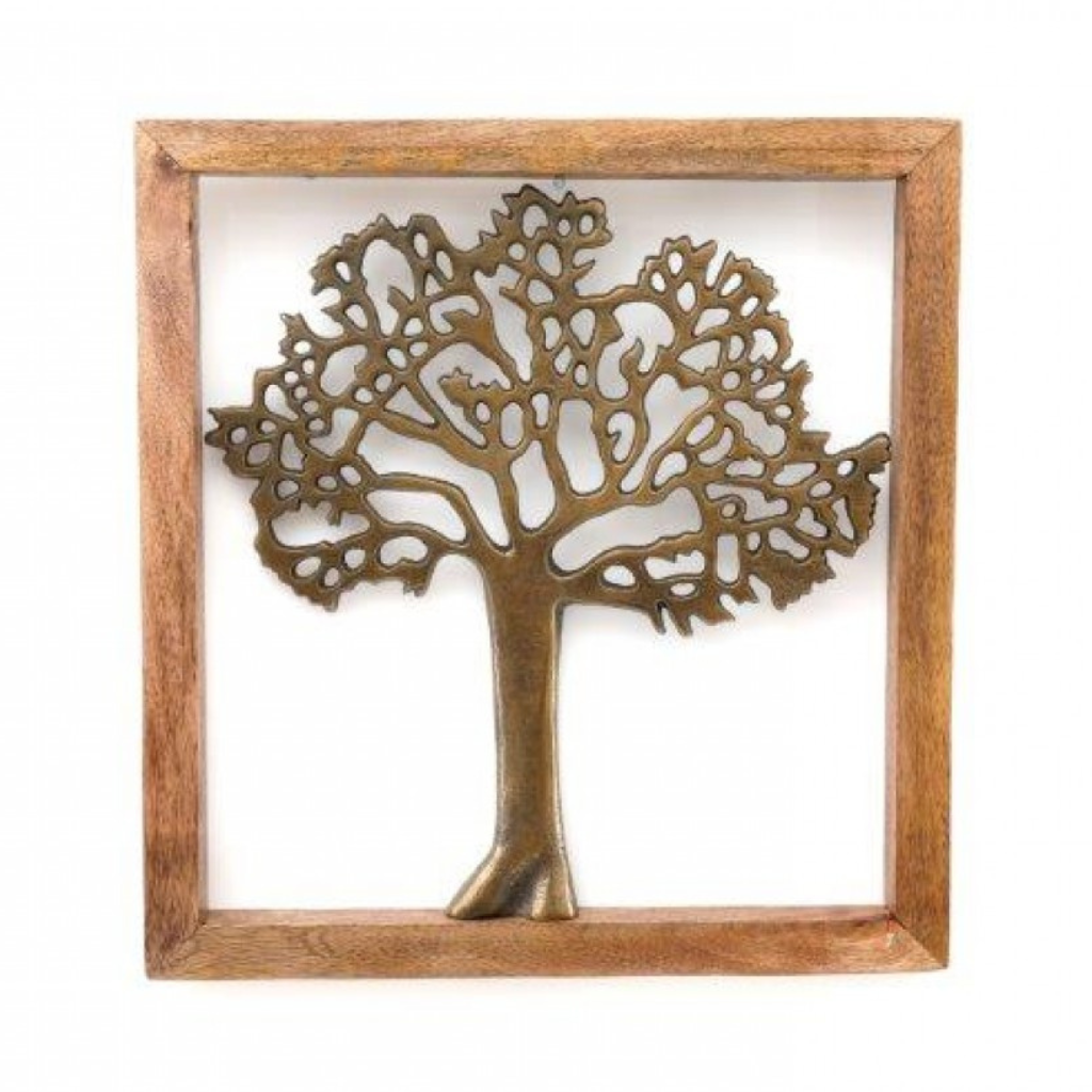 Medium Brass Tree of Life In Wood Frame TL0084 Sifcon Mulligans of Ballaghaderreen