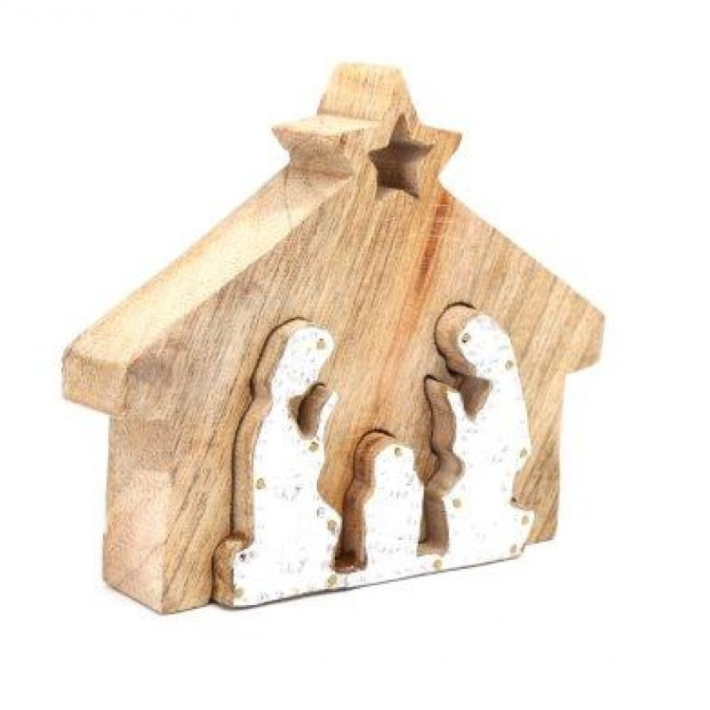 Nativity Wooden House Silver & Mangowood XMN2167 Sifcon Mulligans of Ballaghaderreen