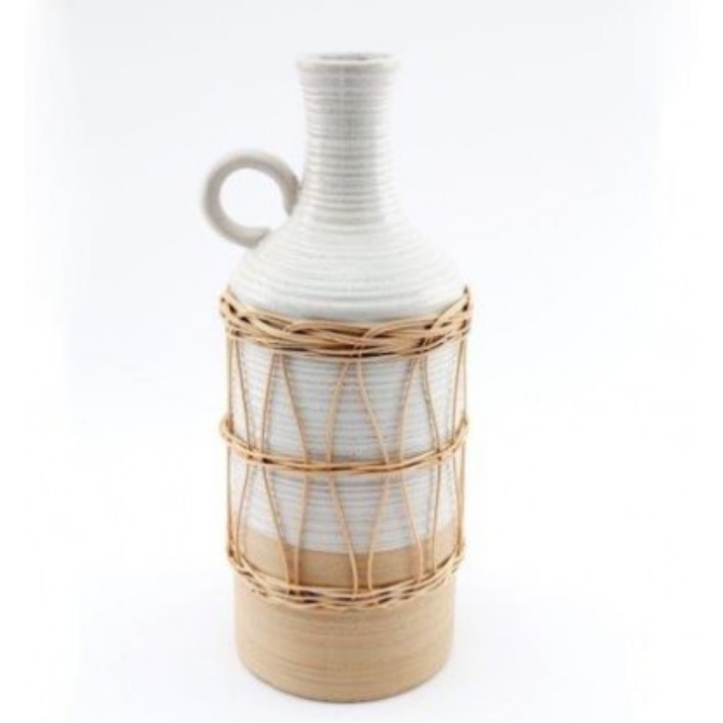 Rattan Bottleneck Ribbed Vase 33cm NI0813 Mulligans of Ballaghaderreen