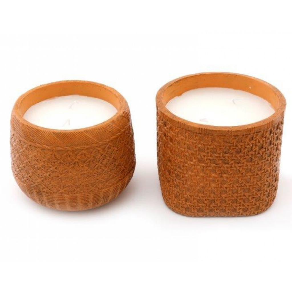  Rattan Design Candle Pot Set of 2 CD6033 Mulligans of Ballaghaderreen