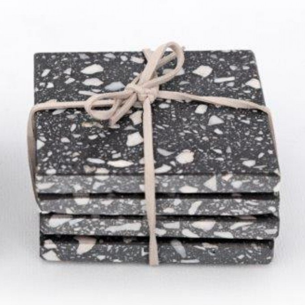 Set of 4 Black Terrazzo Coasters KG0642 Mulligans of Ballaghaderreen