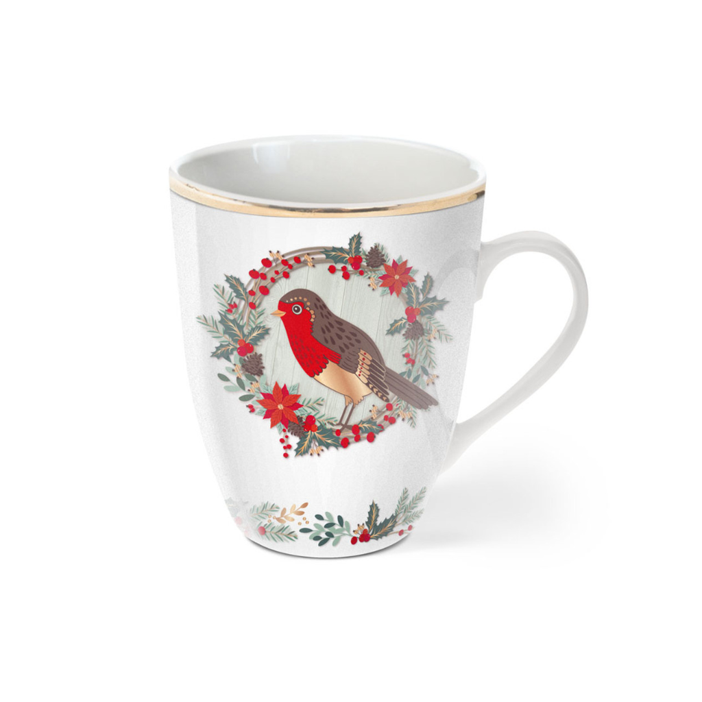 Set of 4 Tipperary Crystal Christmas Red Robin Mugs 145054 TIPPERARY CRYSTAL Mulligans of Ballaghaderreen (1)