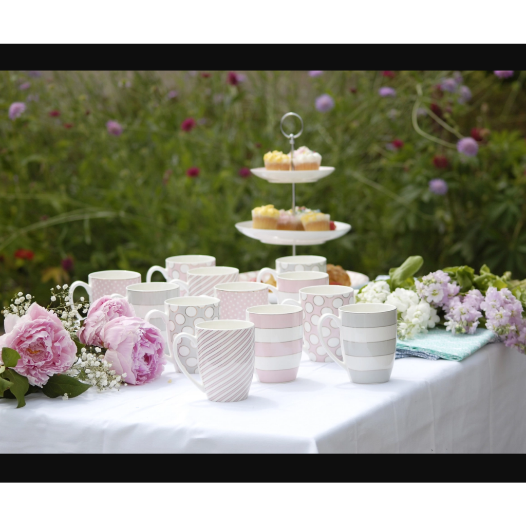 Tipperary Crystal Spots & Stripes Set of 6 Party Pack Mugs Display Tea Party Afternoon Tea Tipperary Crystal Mulligans of Ballaghaderreen