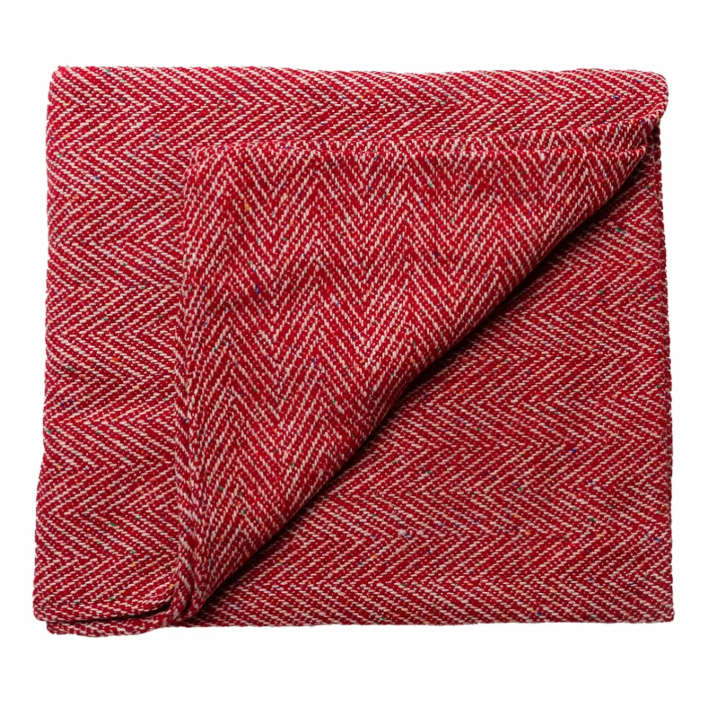 Tweedy Herringbone Red Throw wool blend Fervor and Hue Mulligans of Ballaghaderreen