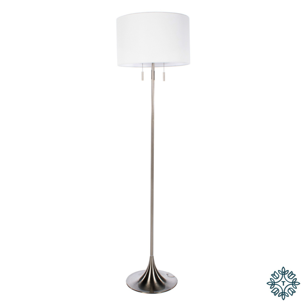 Zaria Satin Silver Floor Lamp With Pull Switch 161cm TH5275DS Tara Lane Mulligans of Ballaghaderreen