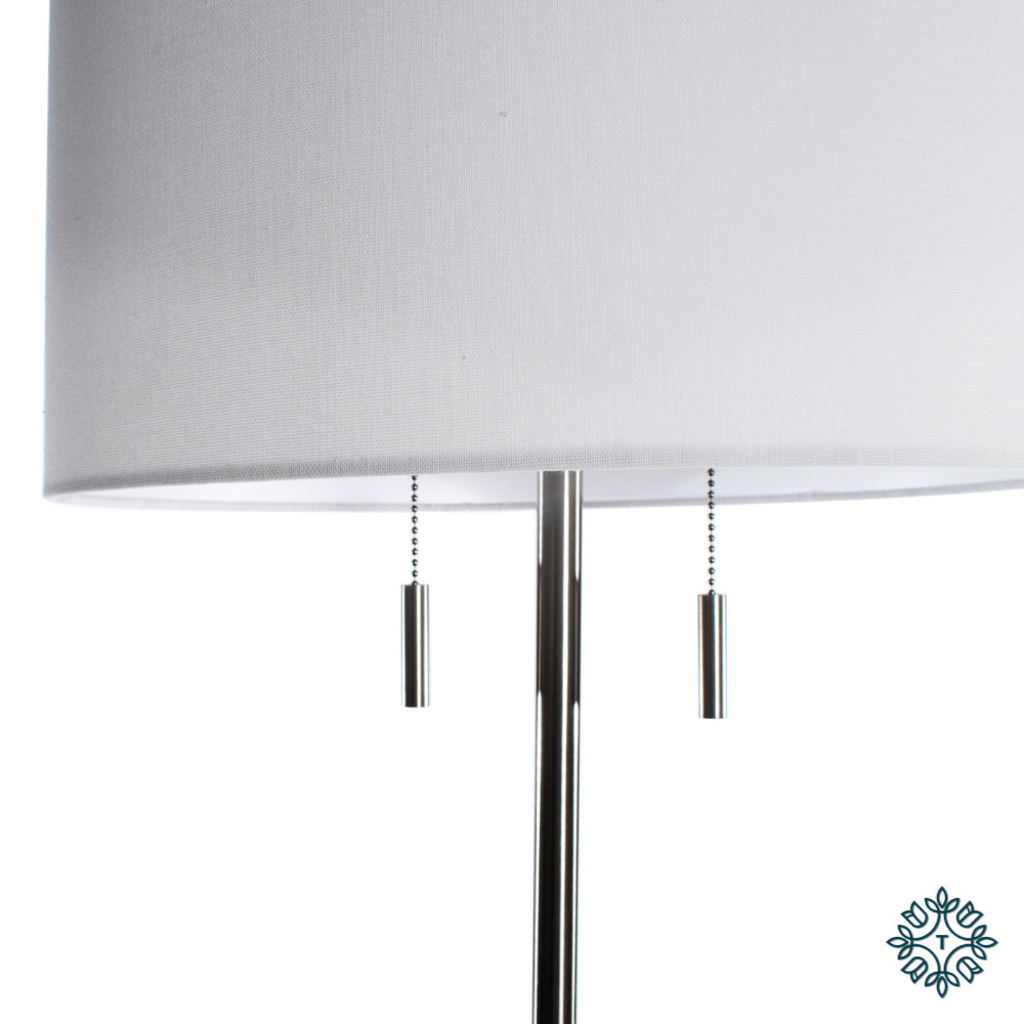 Zaria Satin Silver Standard Floor Lamp With Pull Switch 161cm TH5275DS Tara Lane Mulligans of Ballaghaderreen